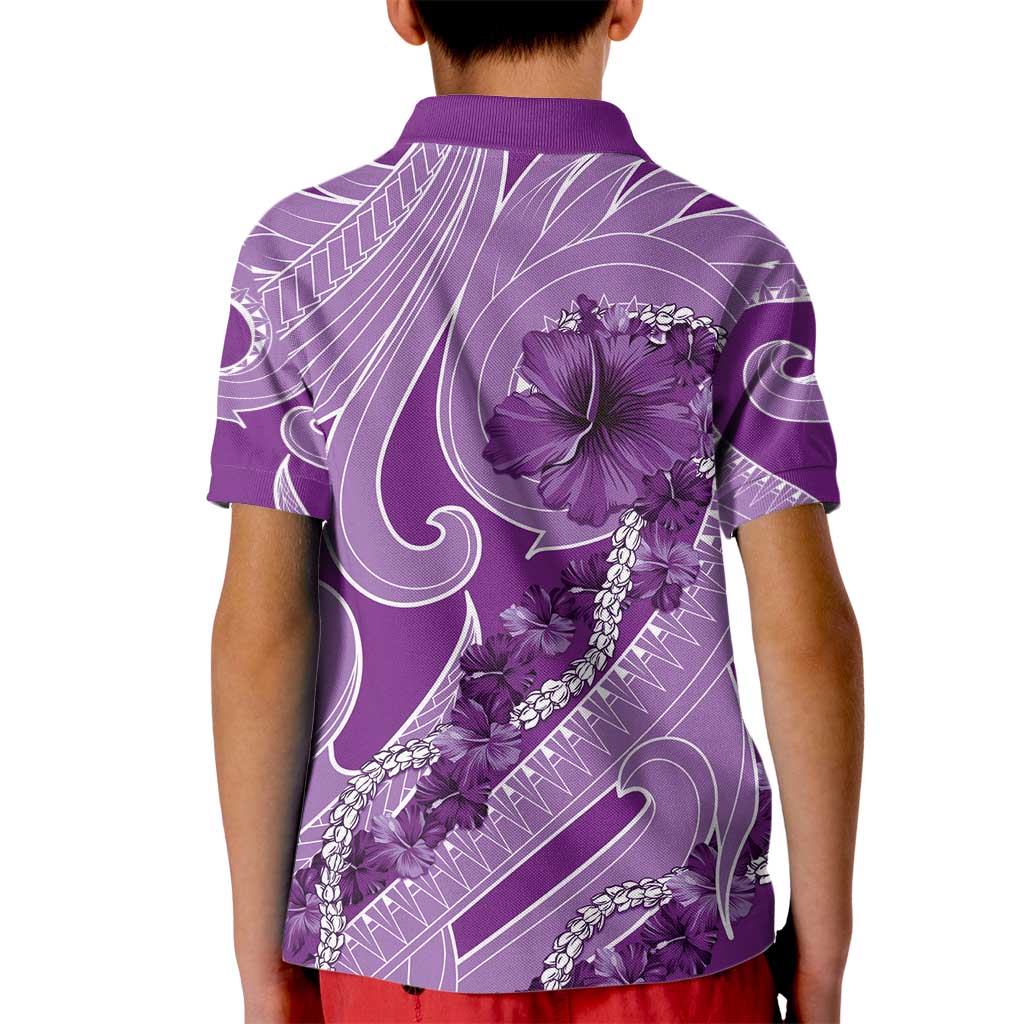 Hawaii Violet Hibiscus Pikake Lei Kid Polo Shirt LT05 - Polynesian Pride
