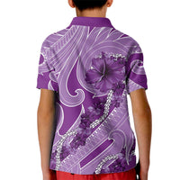 Hawaii Violet Hibiscus Pikake Lei Kid Polo Shirt LT05 - Polynesian Pride