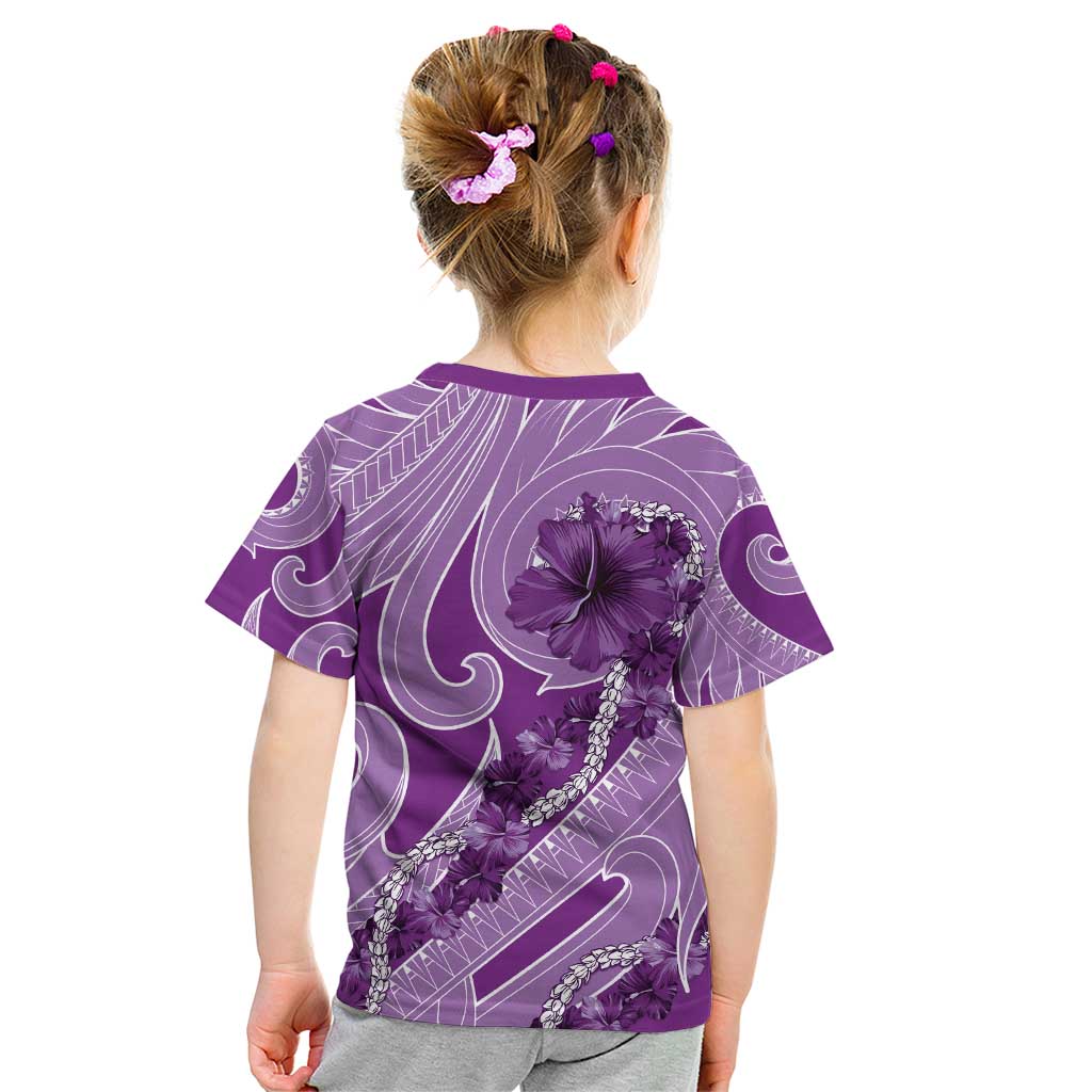 Hawaii Violet Hibiscus Pikake Lei Kid T Shirt LT05 - Polynesian Pride