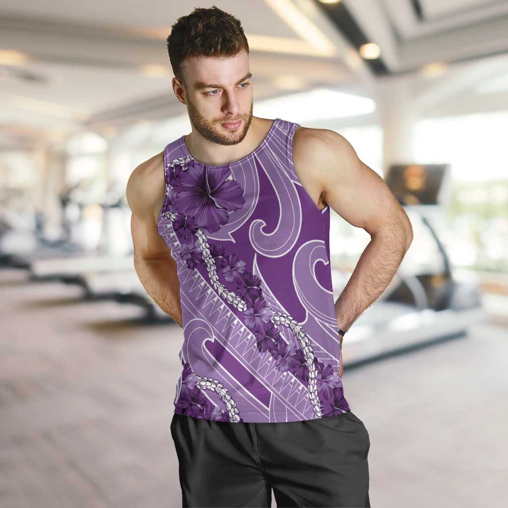 Hawaii Violet Hibiscus Pikake Lei Men Tank Top LT05 Violet - Polynesian Pride