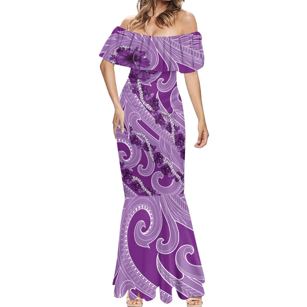 Hawaii Violet Hibiscus Pikake Lei Mermaid Dress - Polynesian Pride