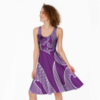 Hawaii Violet Hibiscus Pikake Lei Midi Dress - Polynesian Pride