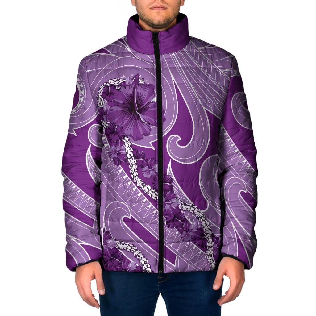 Hawaii Violet Hibiscus Pikake Lei Padded Jacket - Polynesian Pride