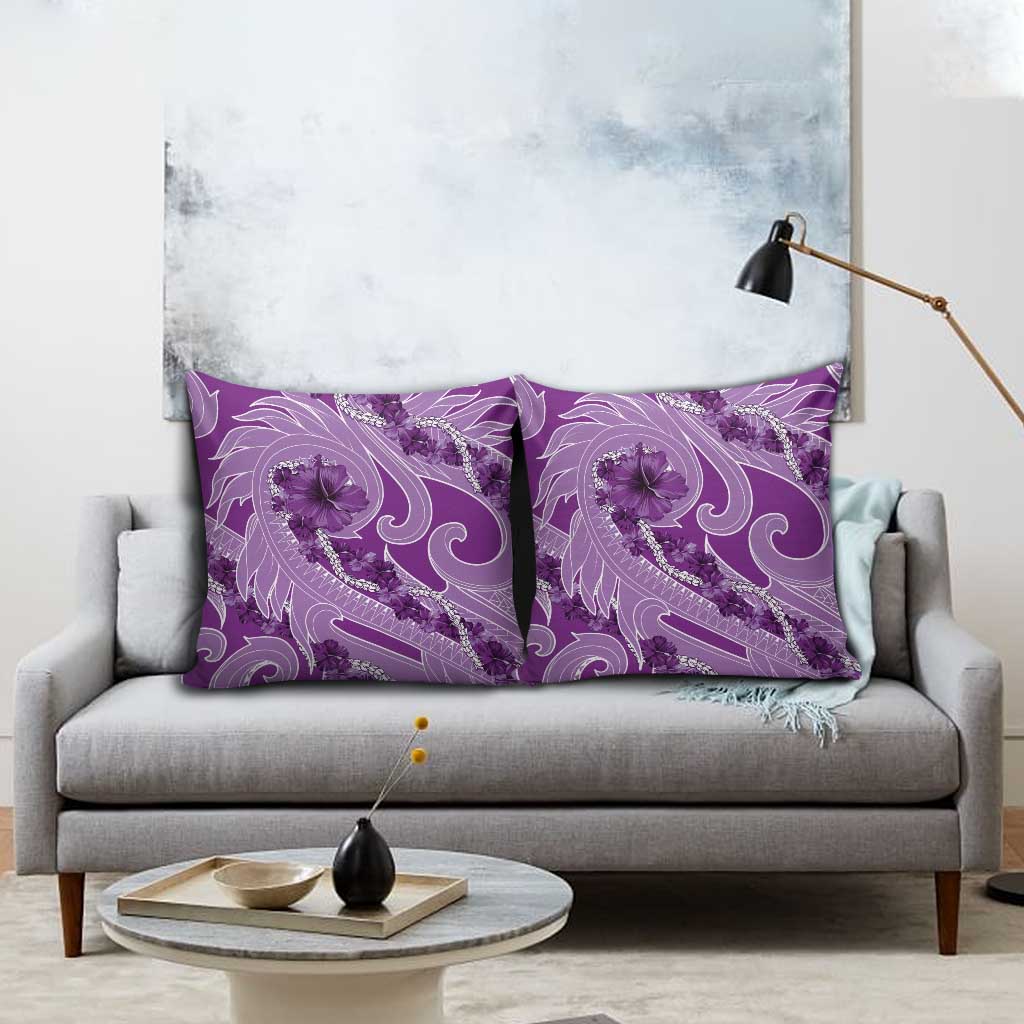 Hawaii Violet Hibiscus Pikake Lei Pillow Cover - Polynesian Pride
