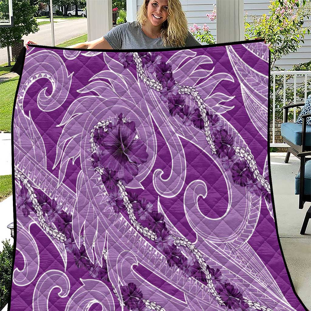 Hawaii Violet Hibiscus Pikake Lei Quilt - Polynesian Pride