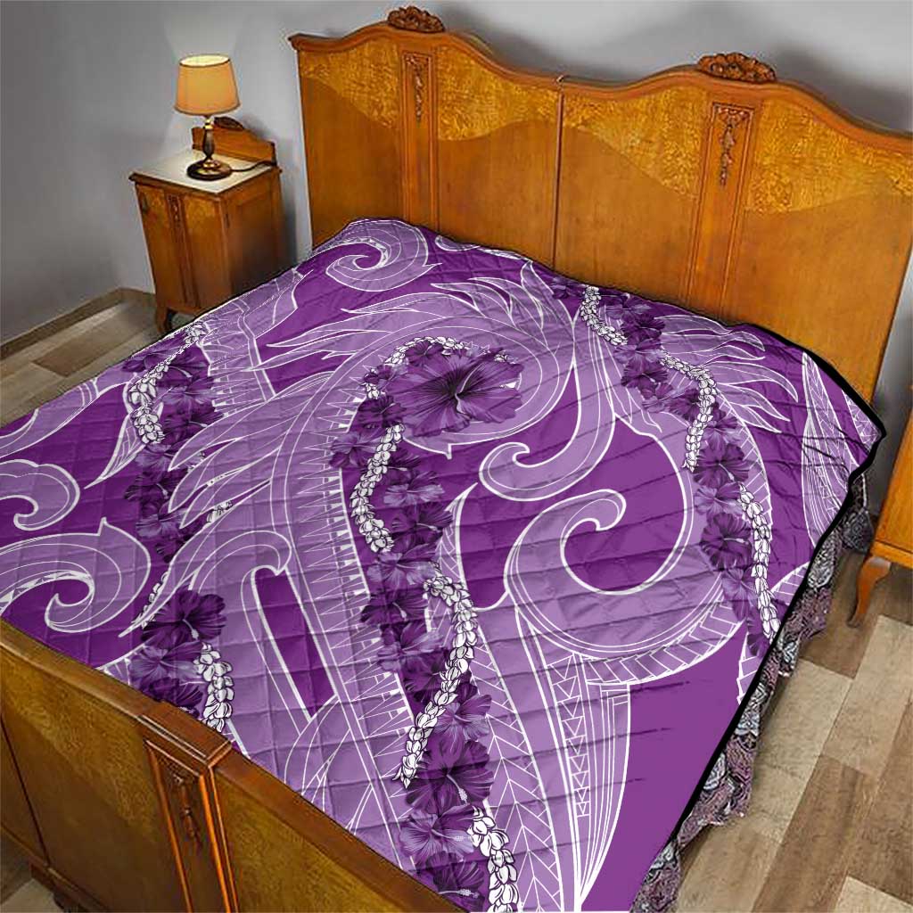 Hawaii Violet Hibiscus Pikake Lei Quilt - Polynesian Pride