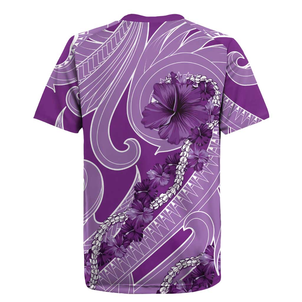 Hawaii Violet Hibiscus Pikake Lei Rugby Jersey - Polynesian Pride