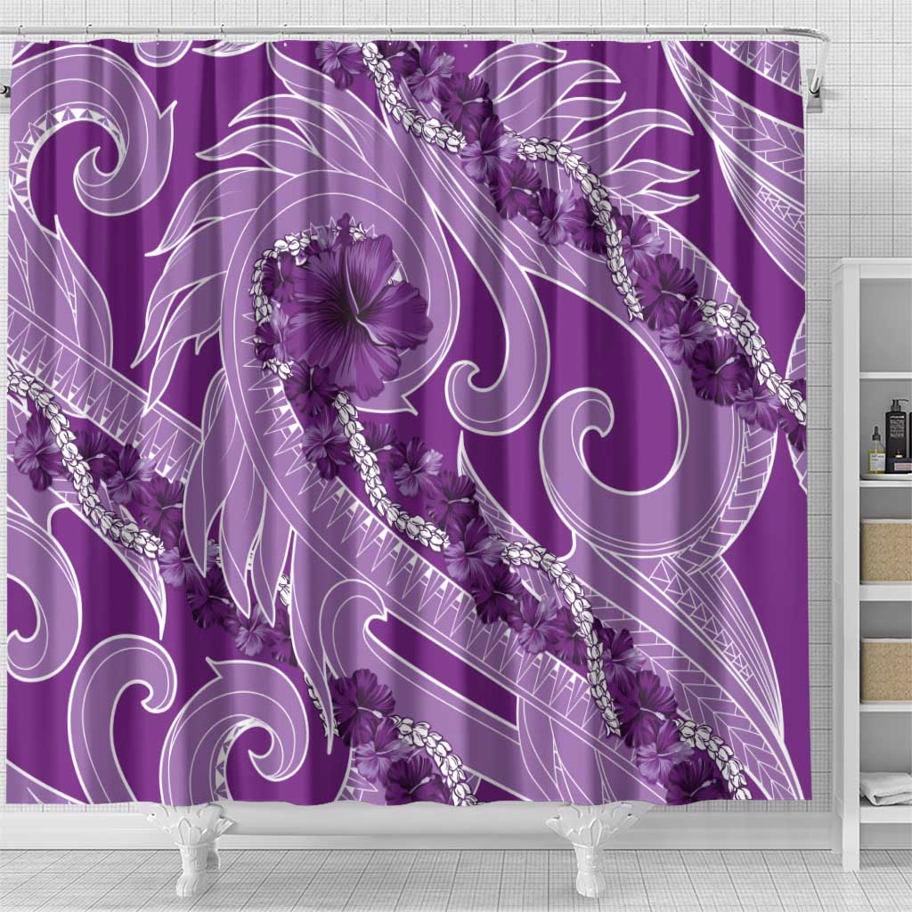 Hawaii Violet Hibiscus Pikake Lei Shower Curtain - Polynesian Pride