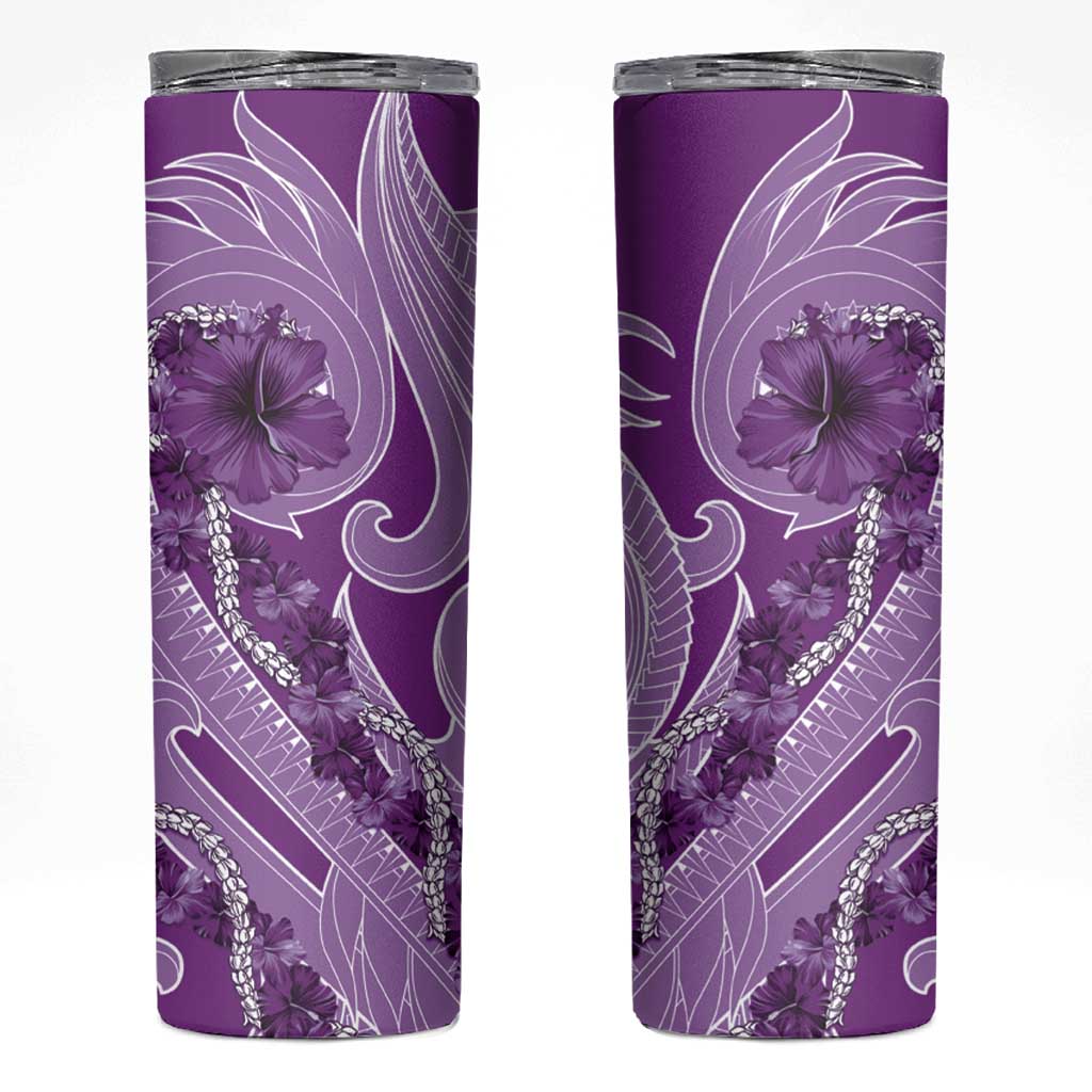 Hawaii Violet Hibiscus Pikake Lei Skinny Tumbler - Polynesian Pride