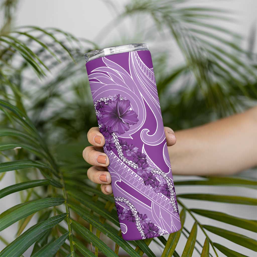 Hawaii Violet Hibiscus Pikake Lei Skinny Tumbler - Polynesian Pride