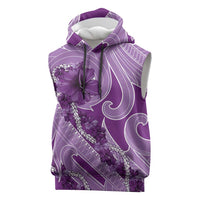 Hawaii Violet Hibiscus Pikake Lei Sleeveless Hoodie LT05 Violet - Polynesian Pride