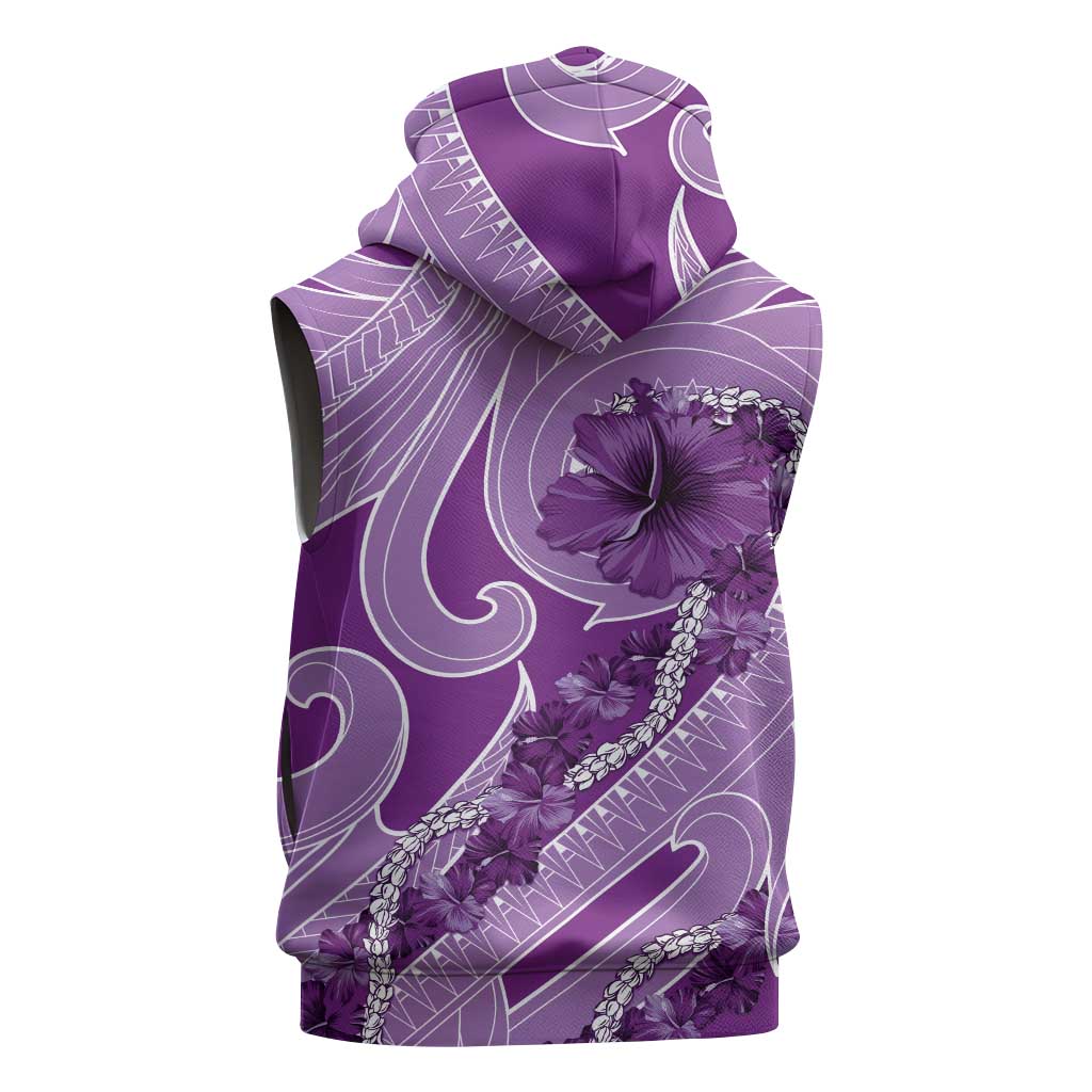 Hawaii Violet Hibiscus Pikake Lei Sleeveless Hoodie LT05 - Polynesian Pride