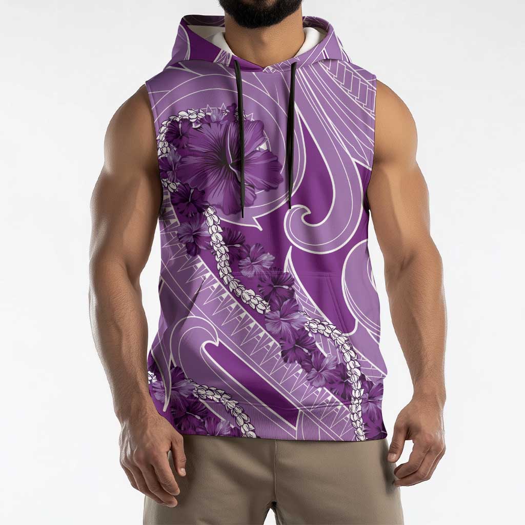 Hawaii Violet Hibiscus Pikake Lei Sleeveless Hoodie LT05 - Polynesian Pride