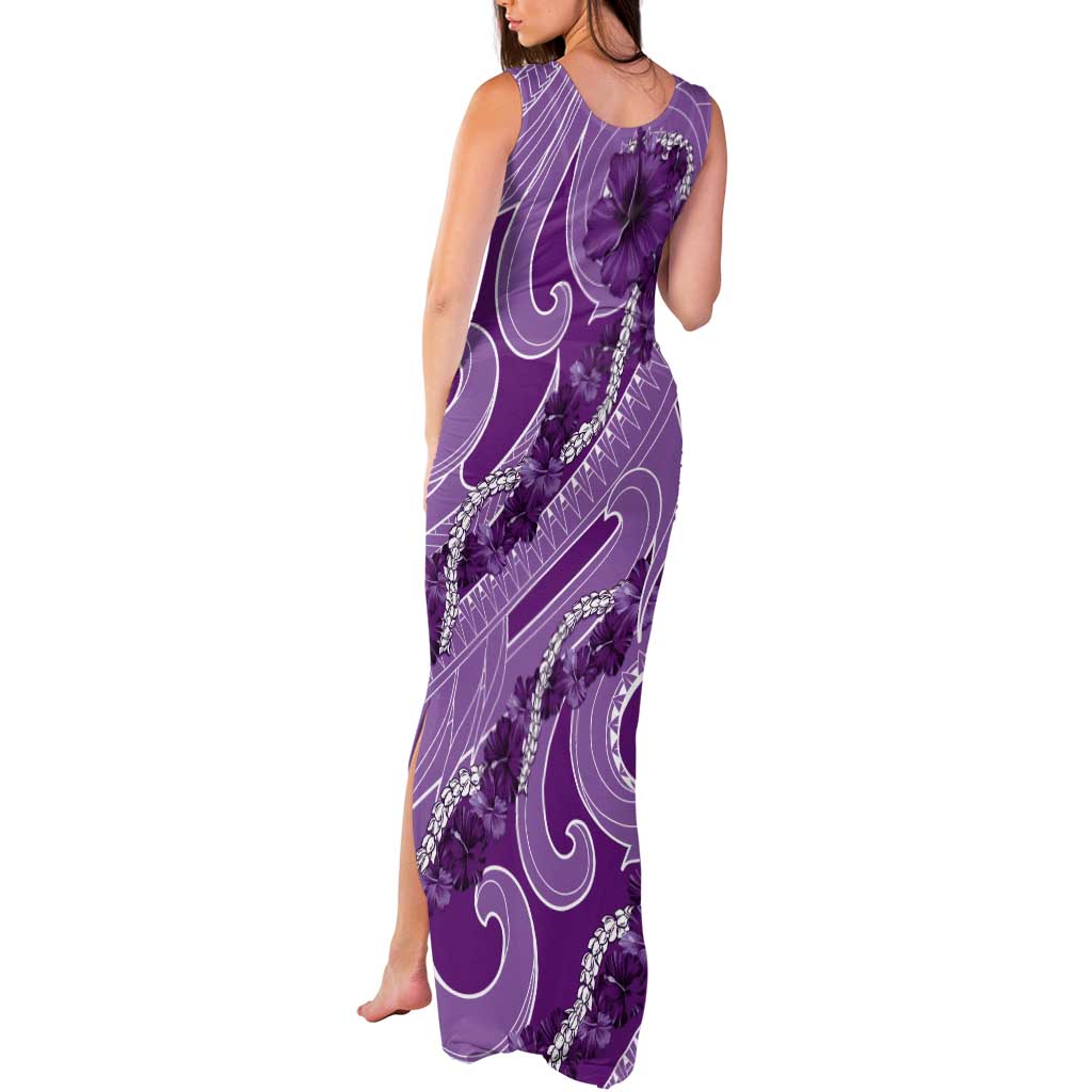 Hawaii Violet Hibiscus Pikake Lei Tank Maxi Dress - Polynesian Pride