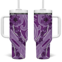 Hawaii Violet Hibiscus Pikake Lei Tumbler With Handle - Polynesian Pride