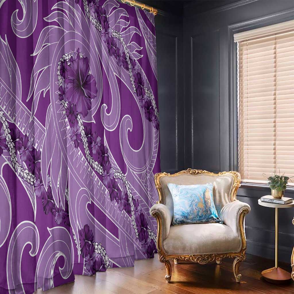 Hawaii Violet Hibiscus Pikake Lei Window Curtain - Polynesian Pride
