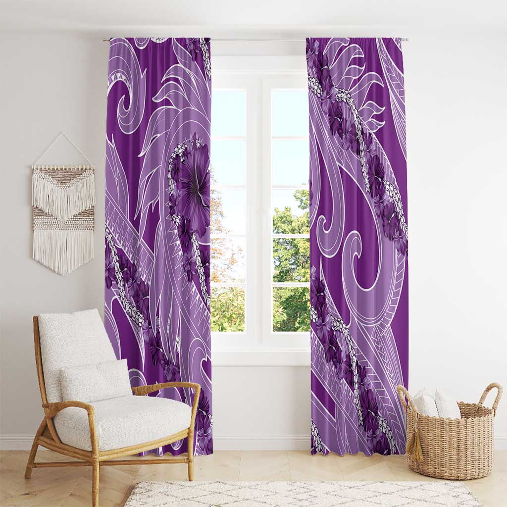 Hawaii Violet Hibiscus Pikake Lei Window Curtain - Polynesian Pride