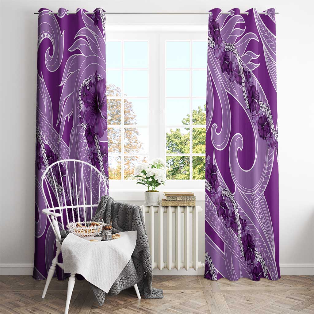 Hawaii Violet Hibiscus Pikake Lei Window Curtain - Polynesian Pride