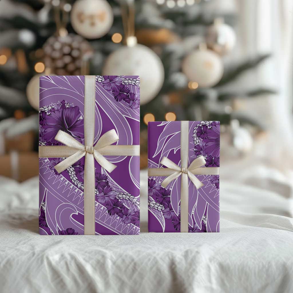 Hawaii Violet Hibiscus Pikake Lei Wrapping Paper - Polynesian Pride