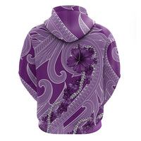 Hawaii Violet Hibiscus Pikake Lei Zip Hoodie - Polynesian Pride
