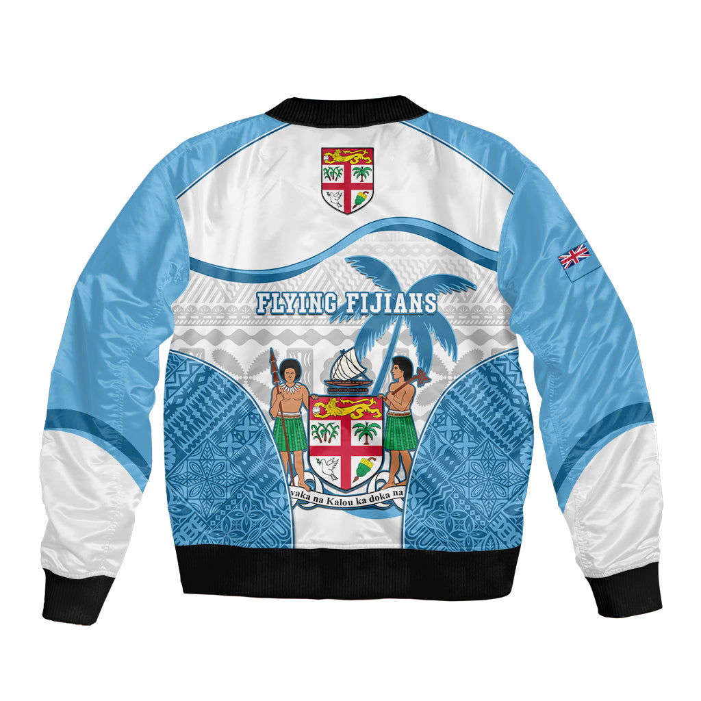 Fiji Rugby Bomber Jacket World Cup 2023 Fijian Tapa Pattern Blue Version LT05 - Polynesian Pride