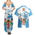 Fiji Rugby Couples Matching Summer Maxi Dress and Hawaiian Shirt World Cup 2023 Fijian Tapa Pattern Blue Version LT05 - Polynesian Pride