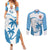 Fiji Rugby Couples Matching Summer Maxi Dress and Long Sleeve Button Shirts World Cup 2023 Fijian Tapa Pattern Blue Version LT05 Blue - Polynesian Pride