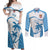 Custom Fiji Rugby Couples Matching Off Shoulder Maxi Dress and Long Sleeve Button Shirts World Cup 2023 Fijian Tapa Pattern Blue Version LT05 Blue - Polynesian Pride