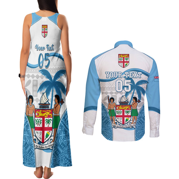 Custom Fiji Rugby Long Sleeve Shirt World Cup 2023 Fijian Tapa Pattern Blue Version LT05 main image 0