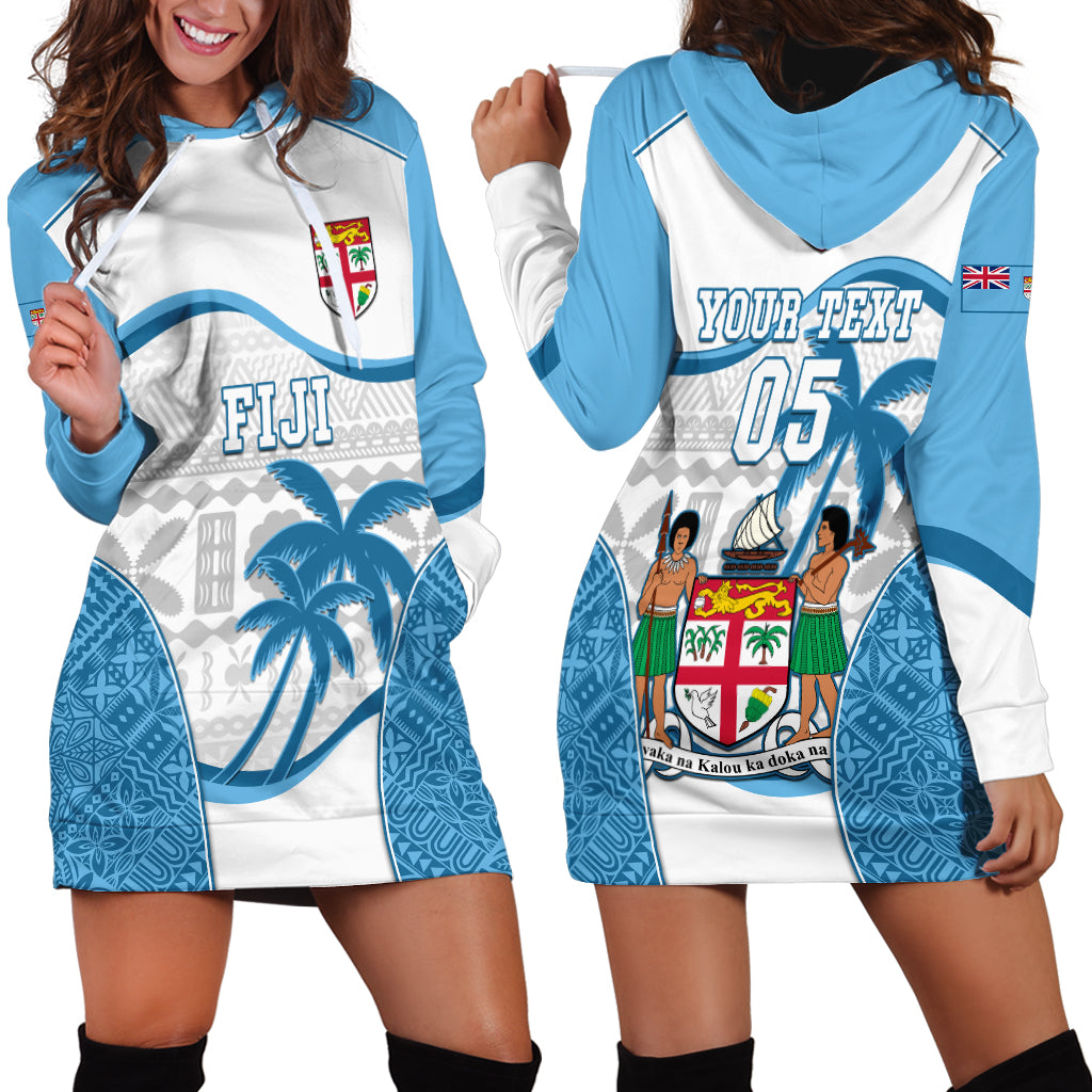 Custom Fiji Rugby Hoodie Dress World Cup 2023 Fijian Tapa Pattern Blue Version LT05 - Polynesian Pride