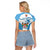 Custom Fiji Rugby Raglan Cropped T Shirt World Cup 2023 Fijian Tapa Pattern Blue Version LT05 - Polynesian Pride