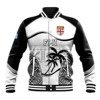 Fiji Rugby Baseball Jacket World Cup 2023 Fijian Tapa Pattern Black Version LT05 Unisex Black - Polynesian Pride