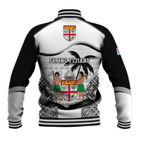 Fiji Rugby Baseball Jacket World Cup 2023 Fijian Tapa Pattern Black Version LT05 - Polynesian Pride