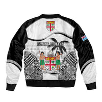 Fiji Rugby Bomber Jacket World Cup 2023 Fijian Tapa Pattern Black Version LT05 - Polynesian Pride