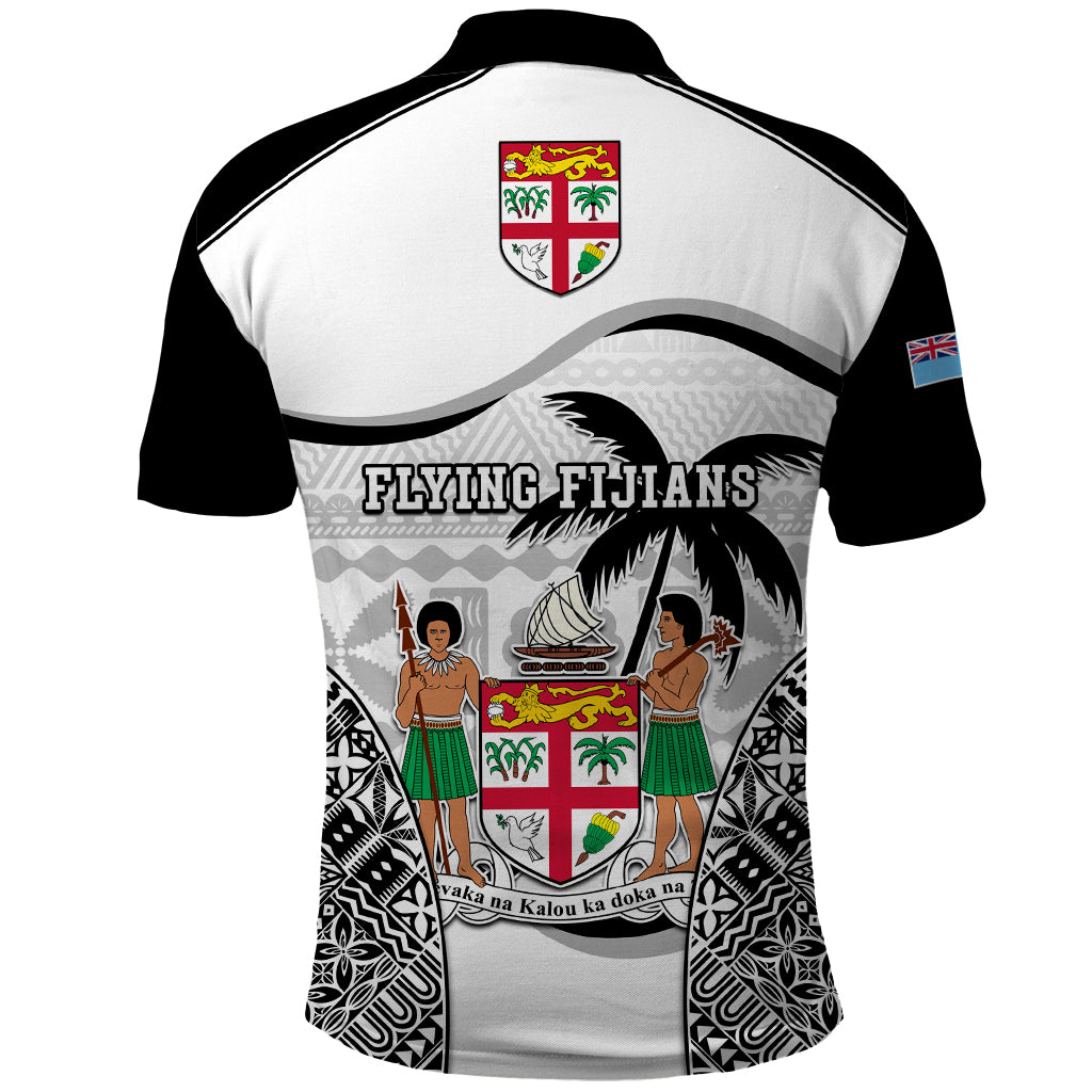 Fiji Rugby Polo Shirt World Cup 2023 Fijian Tapa Pattern Black Version LT05 - Polynesian Pride