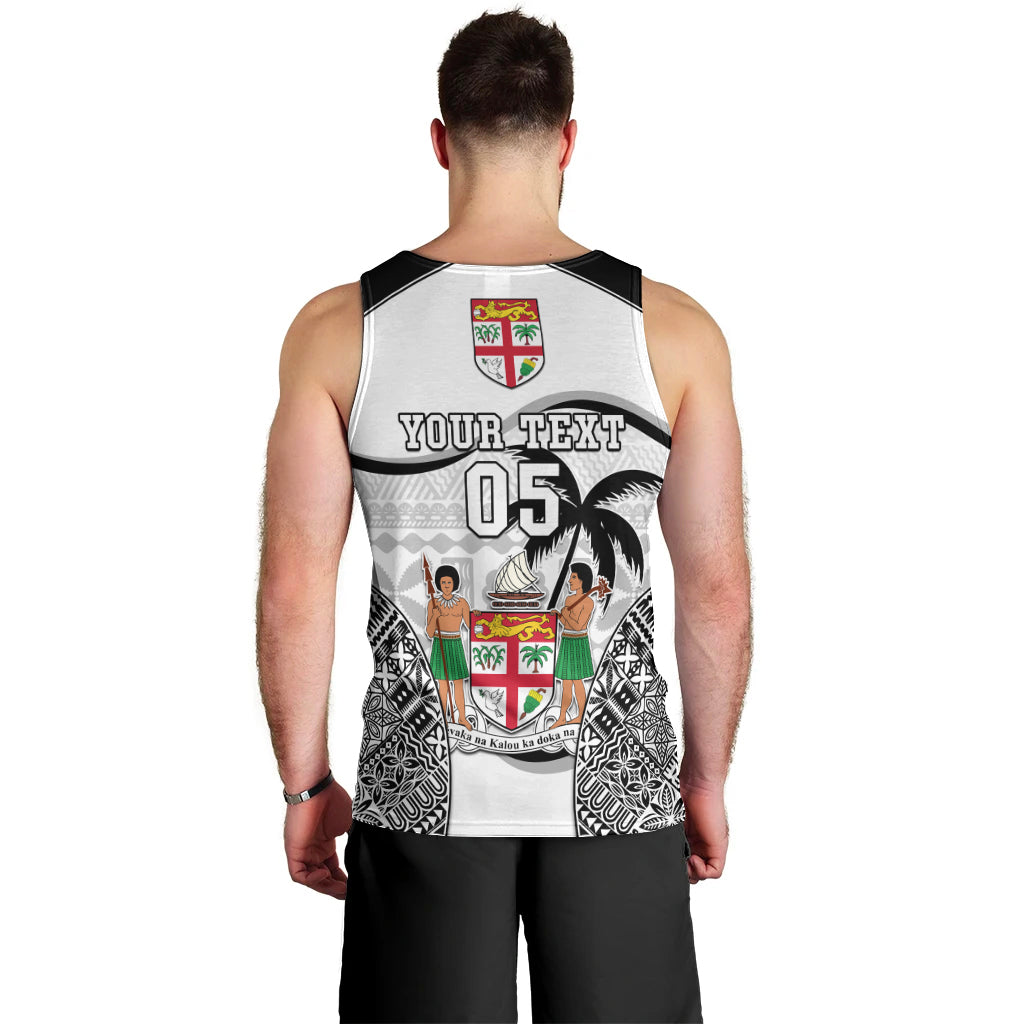 Custom Fiji Rugby Men Tank Top World Cup 2023 Fijian Tapa Pattern Black Version LT05 - Polynesian Pride