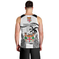 Custom Fiji Rugby Men Tank Top World Cup 2023 Fijian Tapa Pattern Black Version LT05 - Polynesian Pride