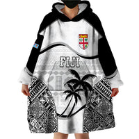 Custom Fiji Rugby Wearable Blanket Hoodie World Cup 2023 Fijian Tapa Pattern Black Version LT05 - Polynesian Pride