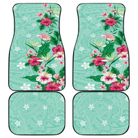 Hawaii Tropical Flowers Car Mats Polynesian Tattoo Mint Green