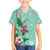 Hawaii Tropical Flowers Kid Hawaiian Shirt Polynesian Tattoo Mint Green