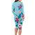 Hawaii Tropical Flowers Long Sleeve Bodycon Dress Polynesian Tattoo Sky Blue