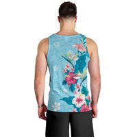 Hawaii Tropical Flowers Men Tank Top Polynesian Tattoo Sky Blue