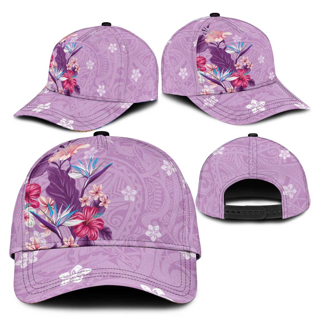 Hawaii Tropical Flowers Classic Cap Polynesian Tattoo Lavender