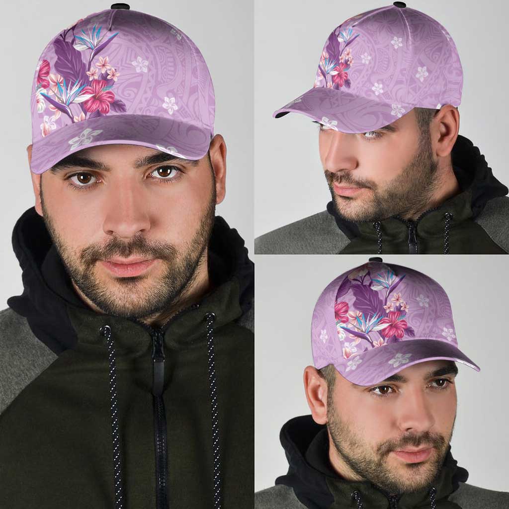Hawaii Tropical Flowers Classic Cap Polynesian Tattoo Lavender