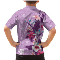 Hawaii Tropical Flowers Family Matching Mermaid Dress and Hawaiian Shirt Polynesian Tattoo Lavender
