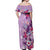 Hawaii Tropical Flowers Off Shoulder Maxi Dress Polynesian Tattoo Lavender