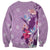 Hawaii Tropical Flowers Sweatshirt Polynesian Tattoo Lavender