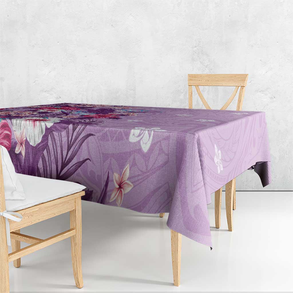 Hawaii Tropical Flowers Tablecloth Polynesian Tattoo Lavender
