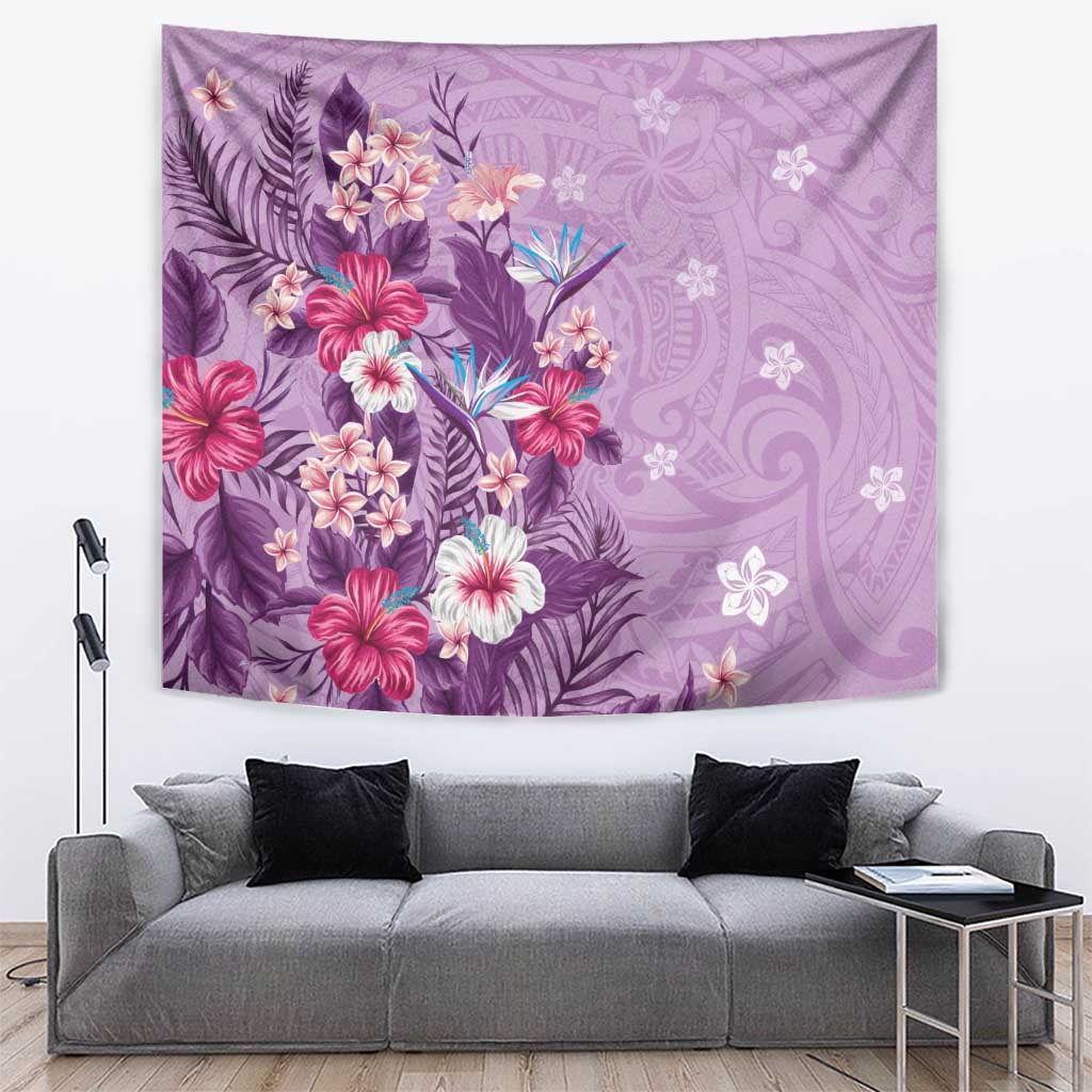 Hawaii Tropical Flowers Tapestry Polynesian Tattoo Lavender LT05 Lavender - Polynesian Pride