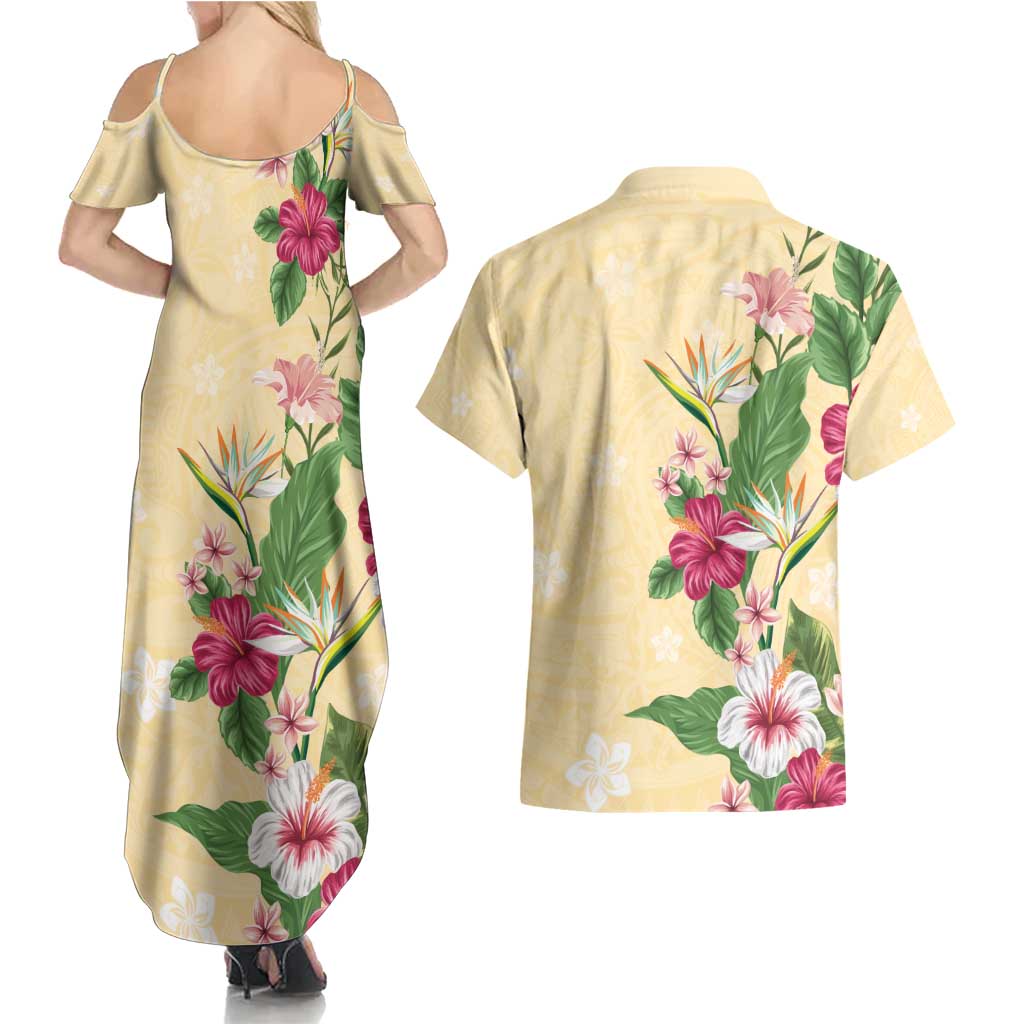 Hawaii Tropical Flowers Couples Matching Summer Maxi Dress and Hawaiia - Polynesian Pride Hawaii Tropical Flowers Couples Matching Summer Maxi Dress and Hawaiia - Polynesian Pride